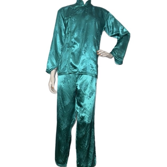 1970s ESME Chinese Green Silk Lounge Set - Picture 4 of 17